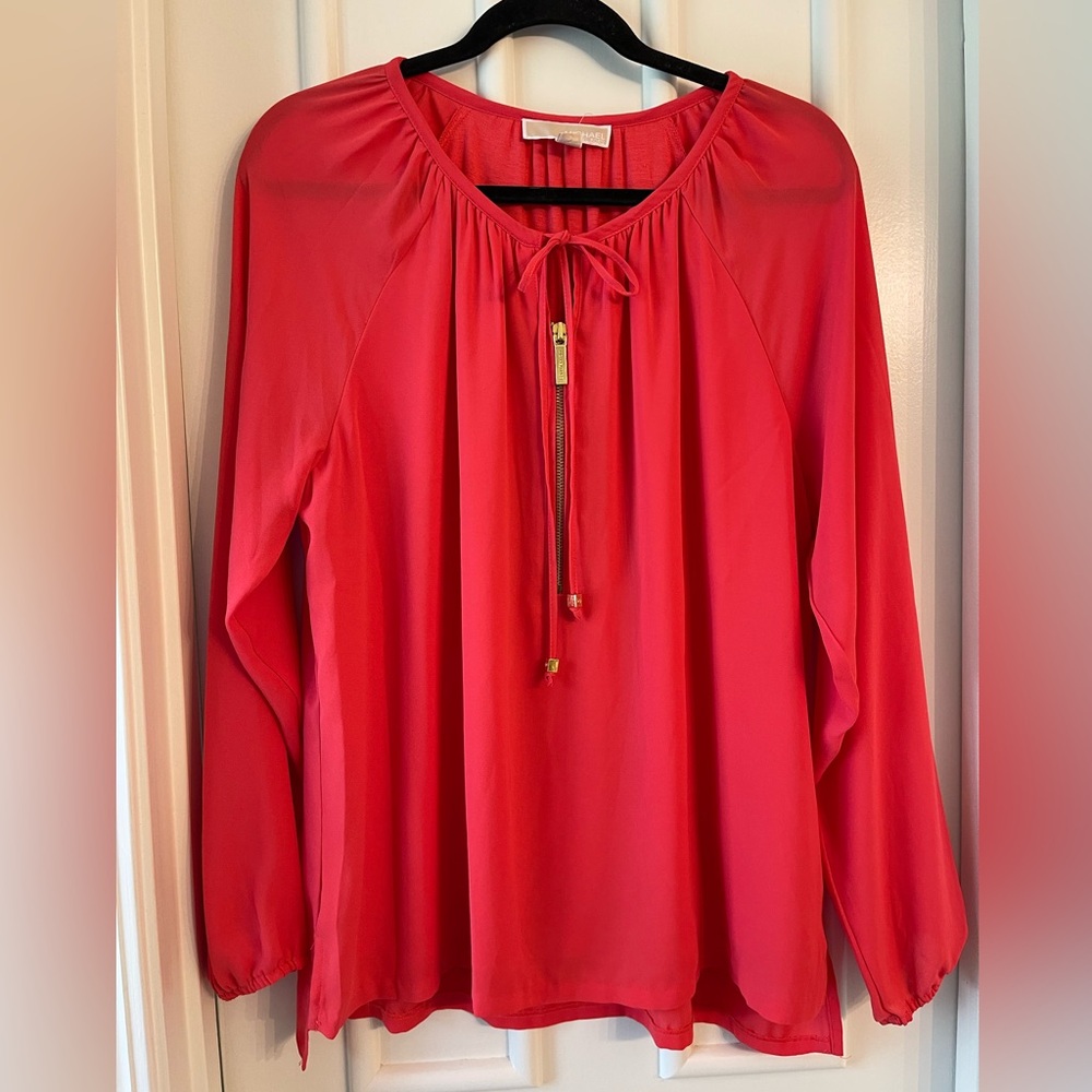 NWT Michael Kors Coral Reef Long Sleeve Lined Blouse - Picture 1 of 12